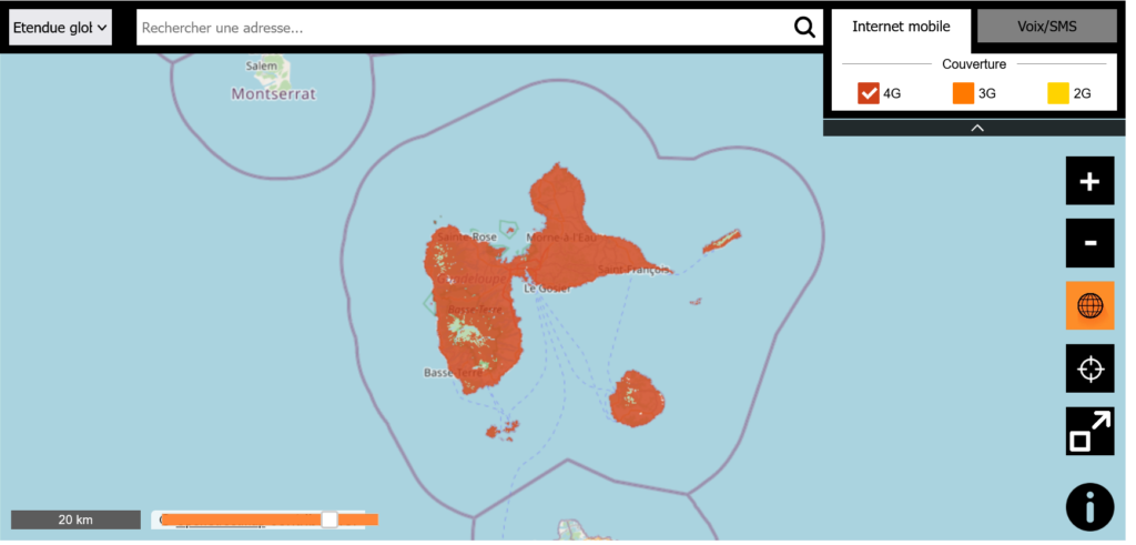 Orange Guadeloupe 4G LTE Coverage Map
