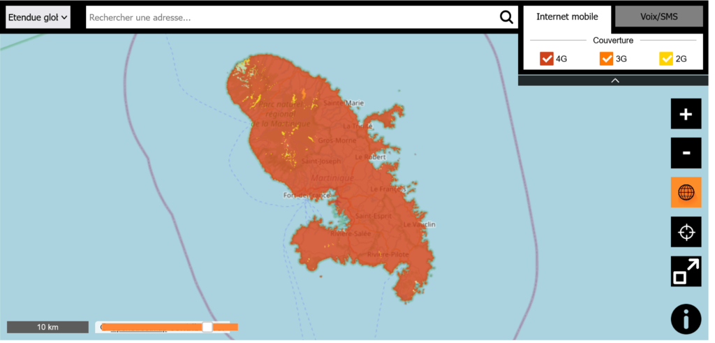 Orange Martinique 2G 3G 4G LTE Coverage Map
