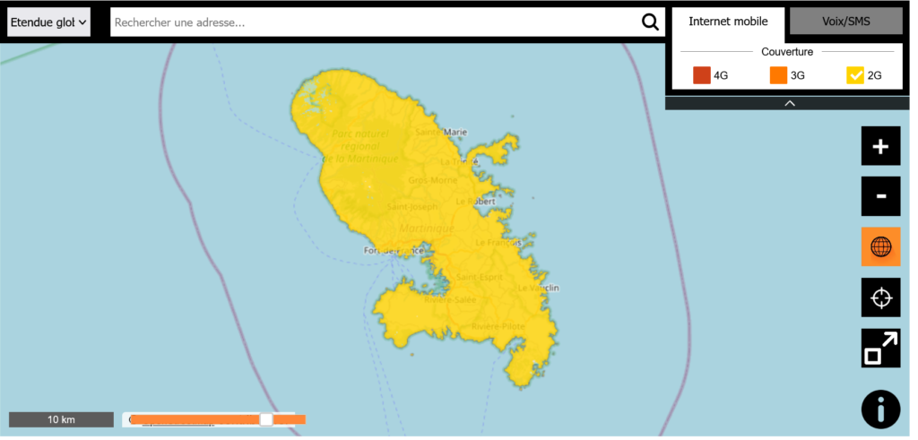 Orange Martinique 2G Coverage Map