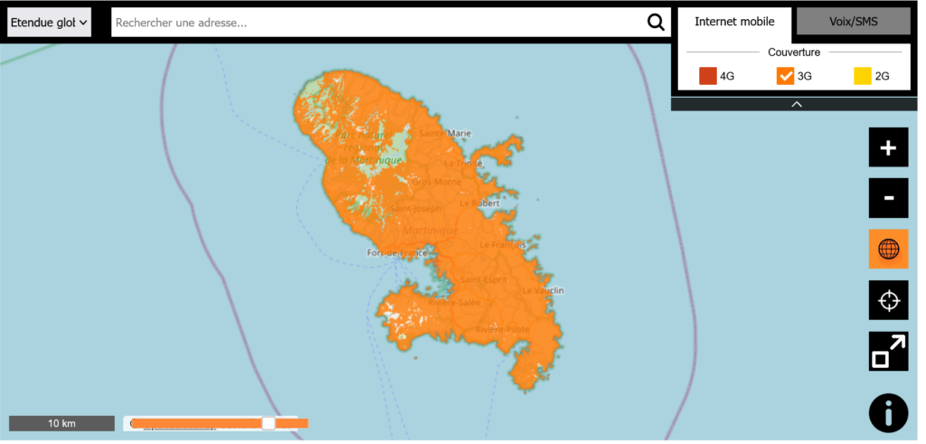 Orange Martinique 3G Coverage Map