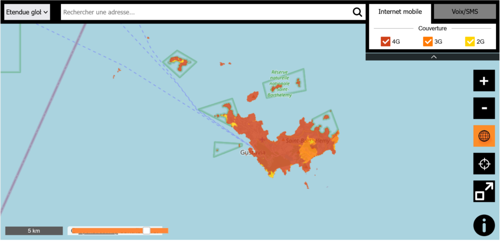 Orange Saint Barthélemy 2G 3G 4G LTE Coverage Map