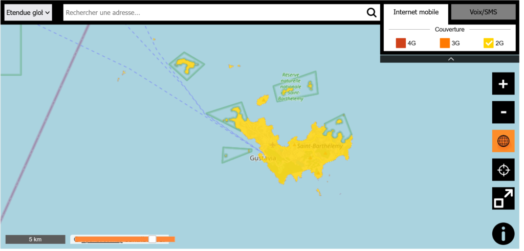 Orange Saint Barthélemy 2G Coverage Map