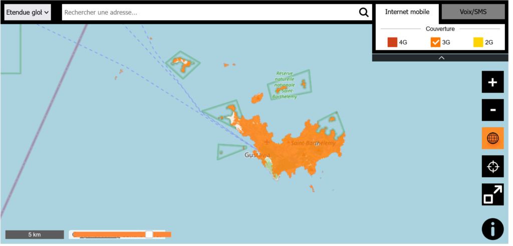 Orange Saint Barthélemy 3G Coverage Map