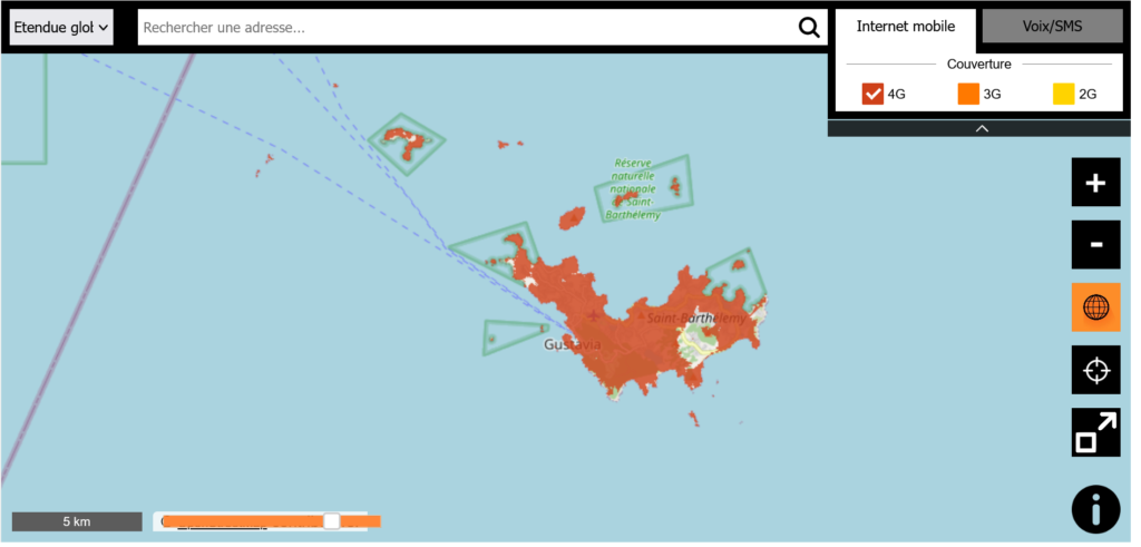Orange Saint Barthélemy 4G LTE Coverage Map