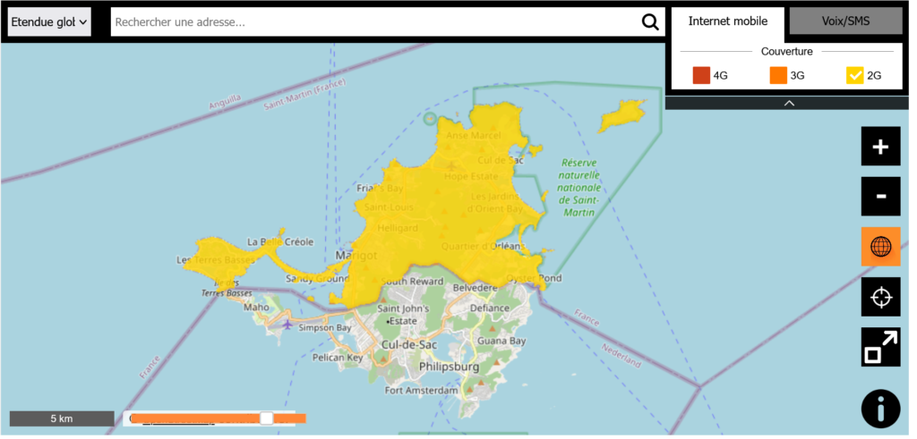 Orange Saint Martin 2G Coverage Map