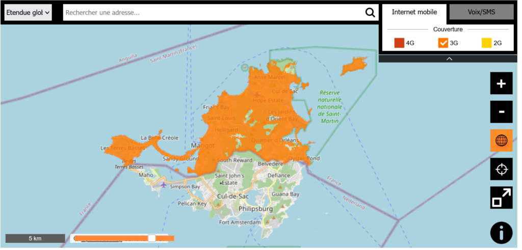 Orange Saint Martin 3G Coverage Map