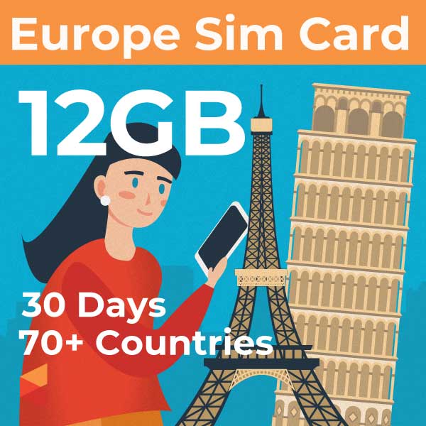 SimCorner Europe & UK Travel SIM Card (12 GB for 30 days)