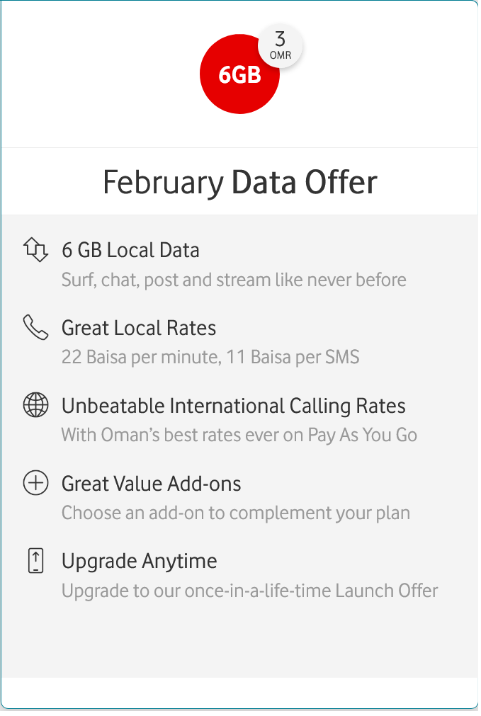 Vodafone Oman February Data Offer