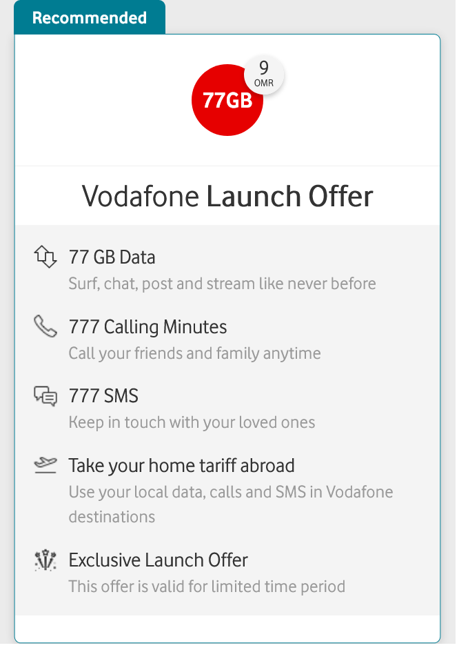Vodafone Oman Launch Offer