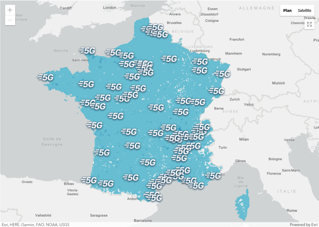 Bouygues Telecom France 3G 4G LTE 5G NR Coverage Map