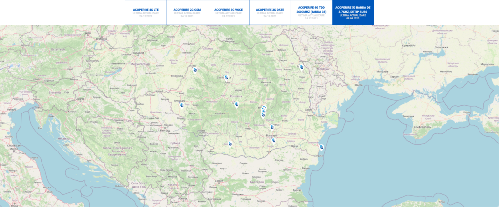Digi Romania 5G NR Coverage Map