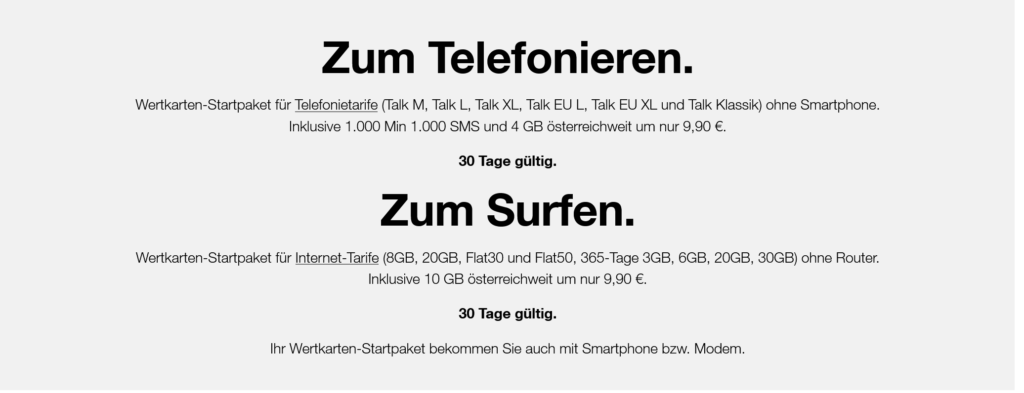 Drie (3) Austria SIM Card Prices