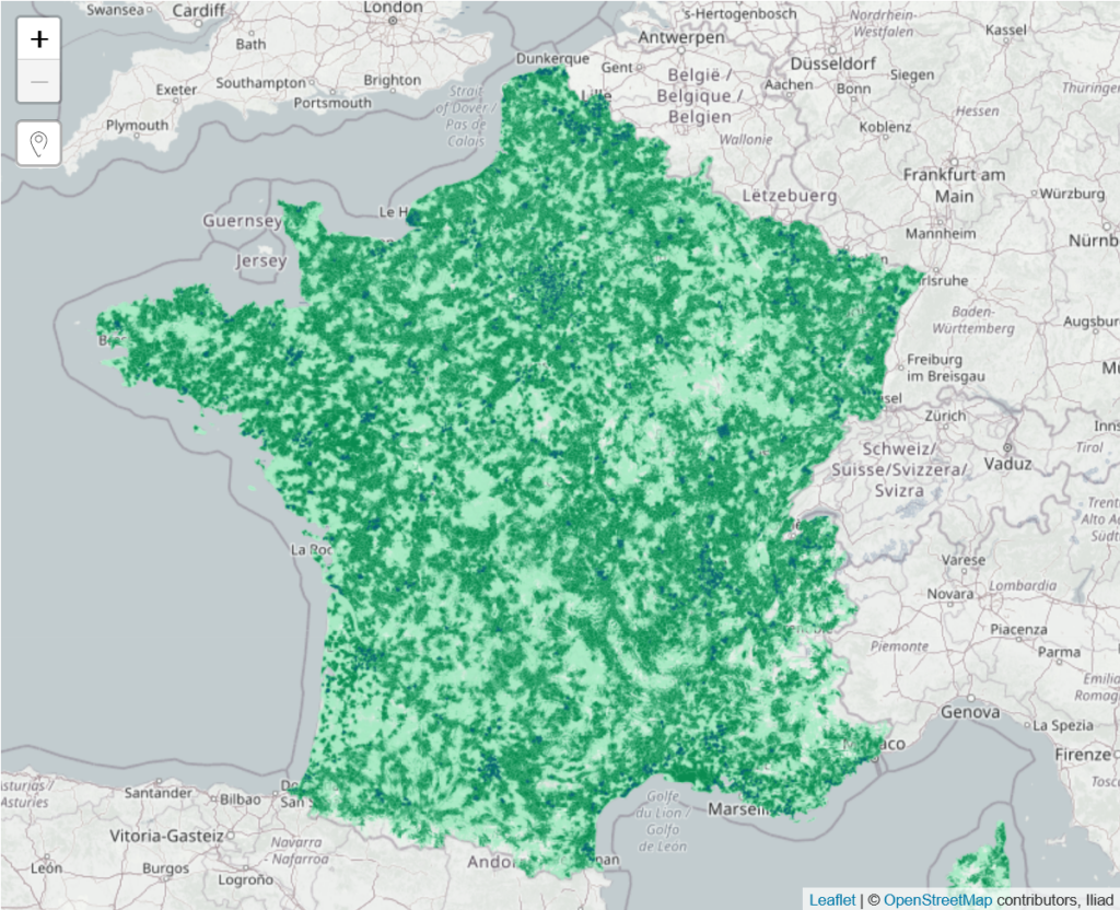 Free France 3G 4G LTE 5G NR Coverage Map