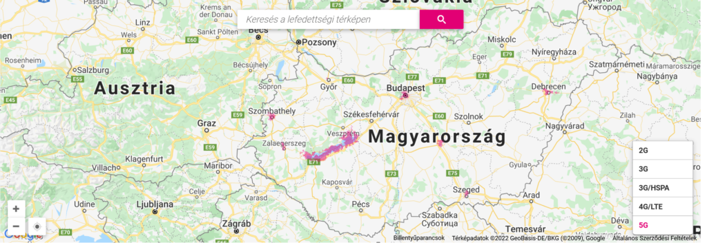 Magyar Telekom 5G NR Coverage Map