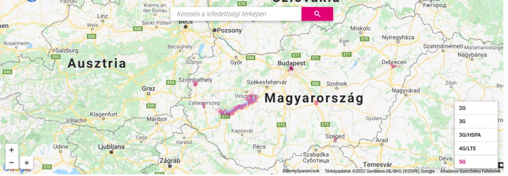 Magyar Telekom 5G NR Coverage Map