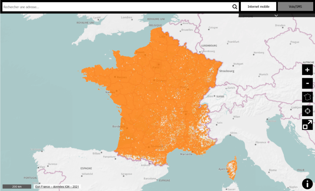 Orange France 3G Coverage Map
