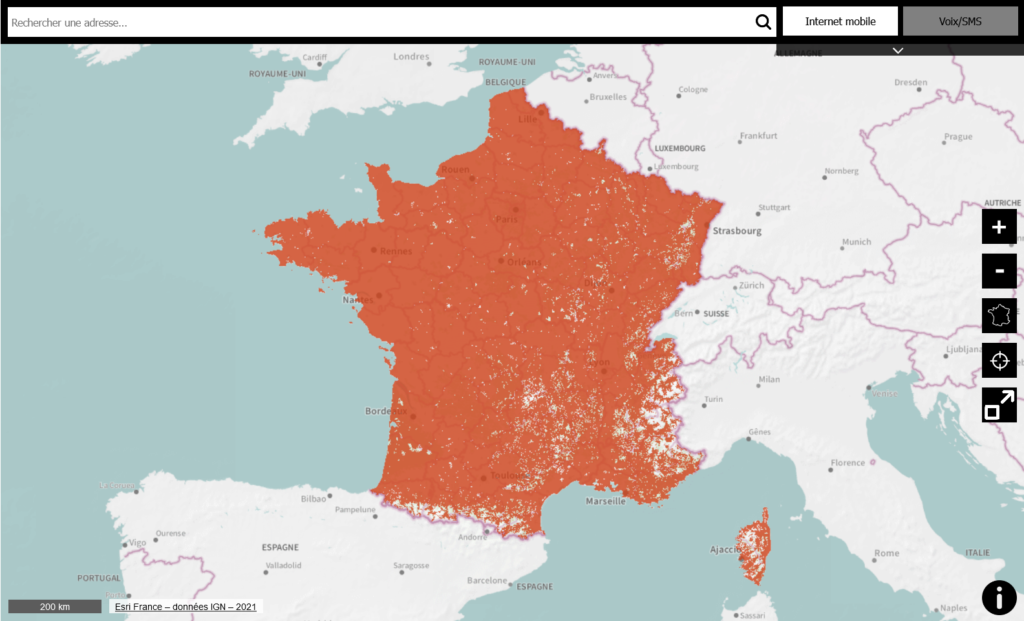 Orange France 4G LTE Coverage Map