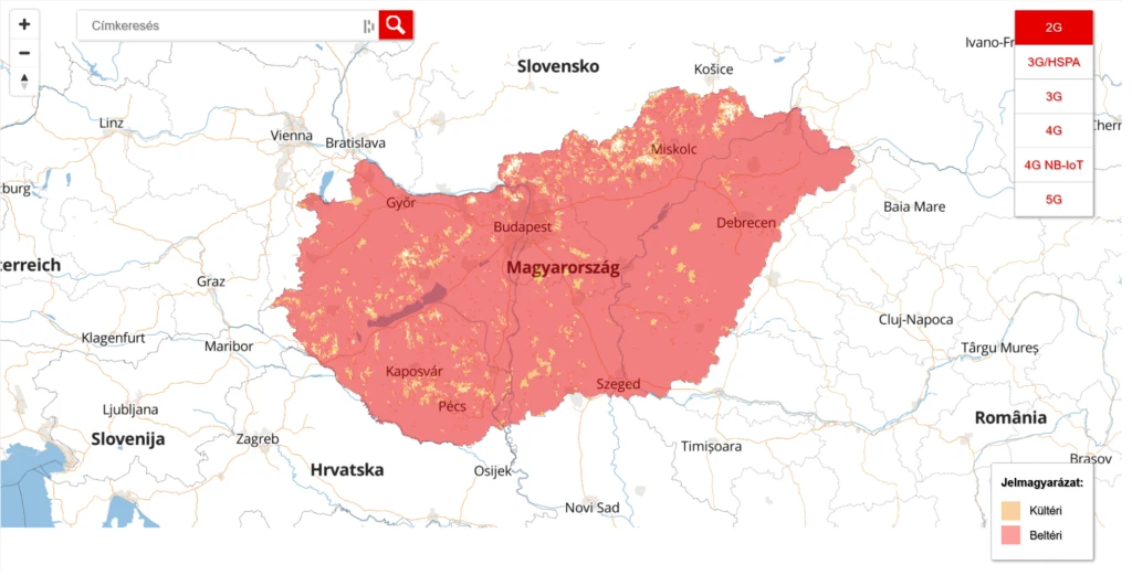 Vodafone Hungary 2G Coverage Map