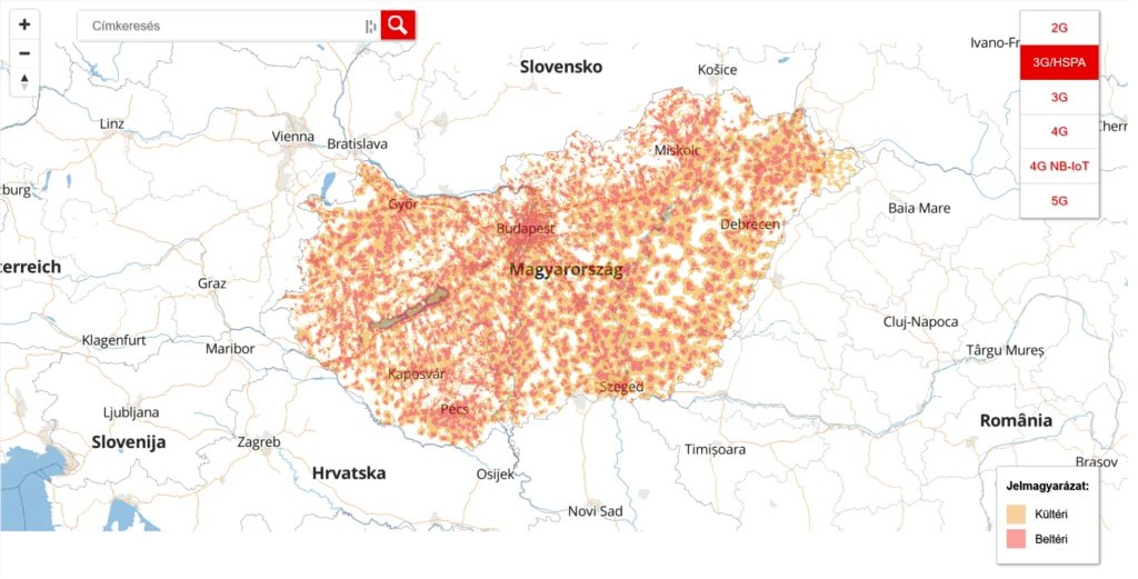 Vodafone Hungary 3G Coverage Map