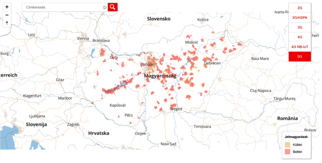 Vodafone Hungary 5G NR Coverage Map