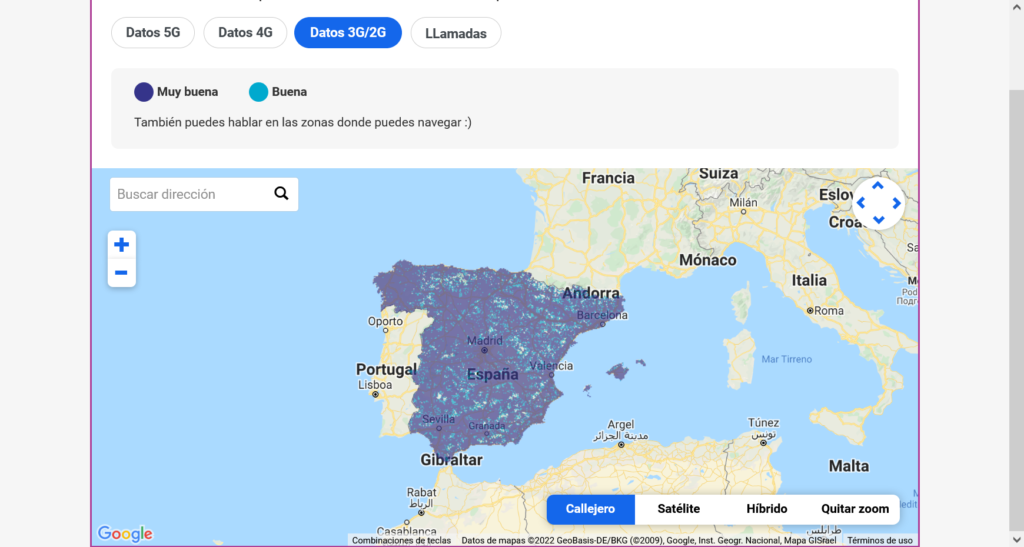 Yoigo Spain 2G & 3G Coverage Map