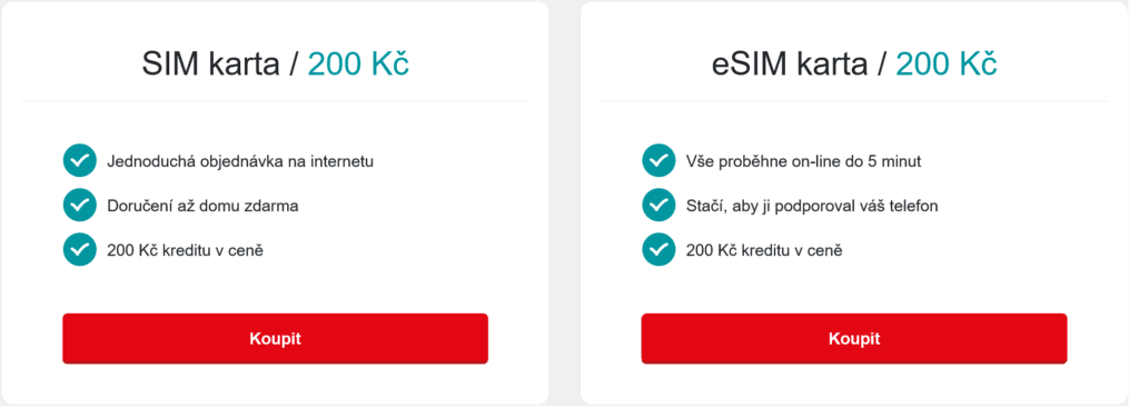 mobil.cz Czech Republic SIM Card & eSIM Price