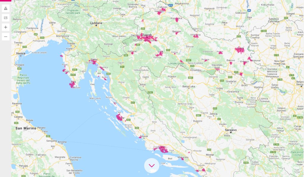 Hrvatski Telekom 5G Coverage Map