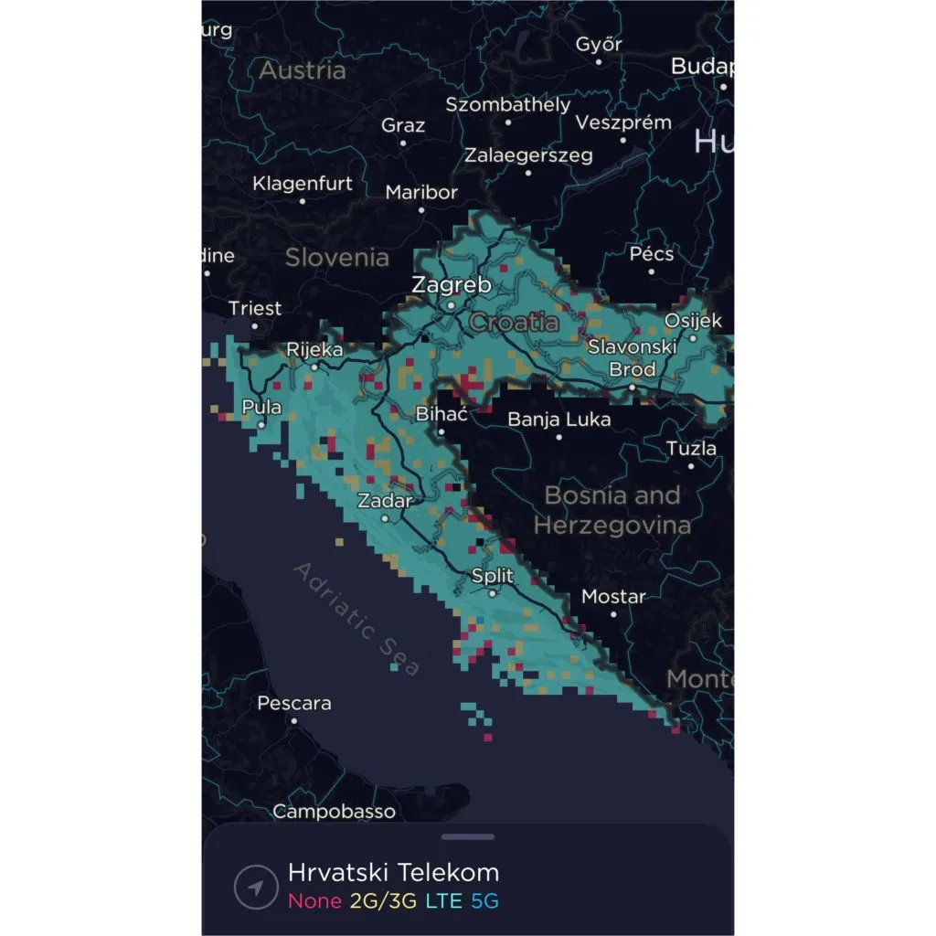Hrvatski Telekom Coverage Map
