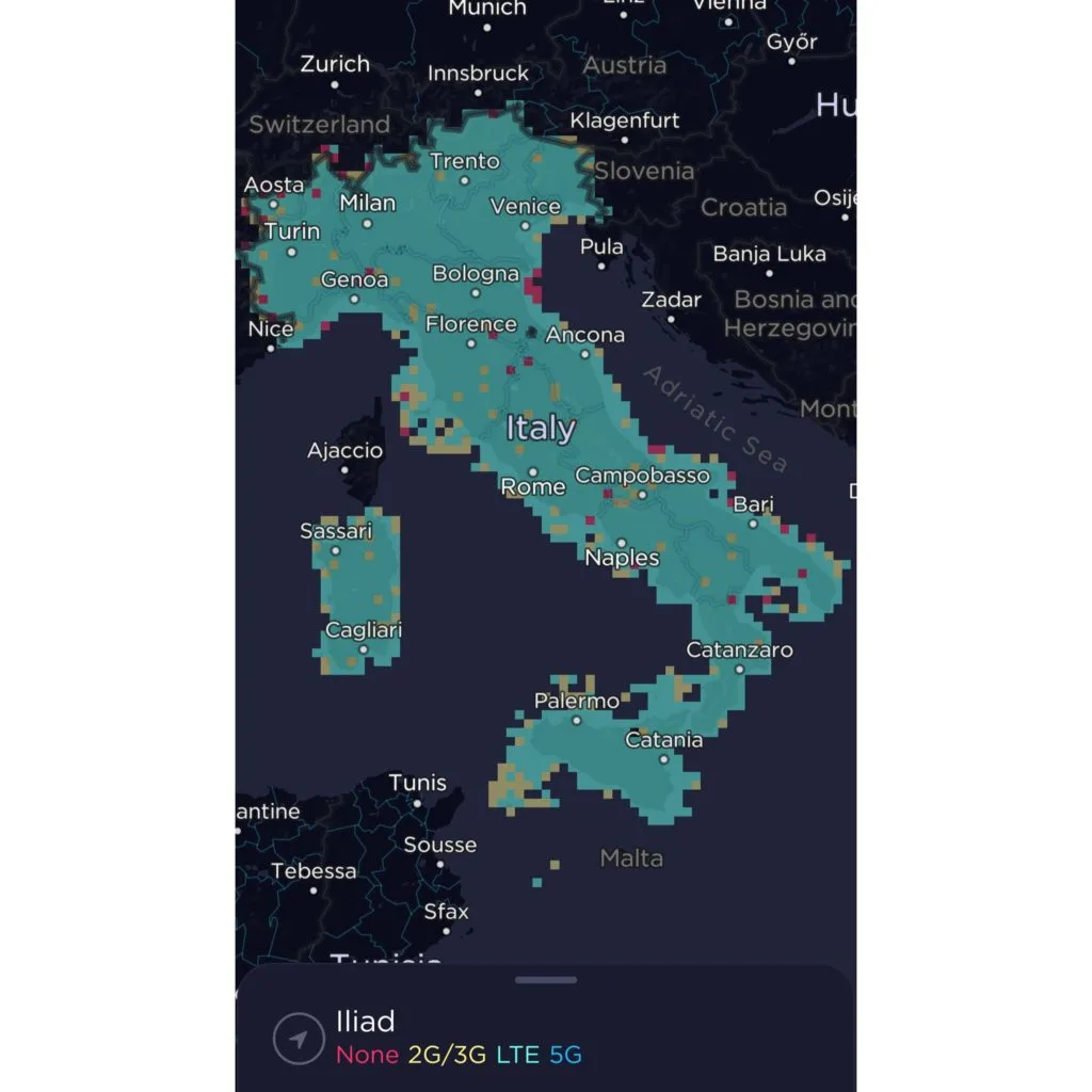 Iliad Italy Coverage Map