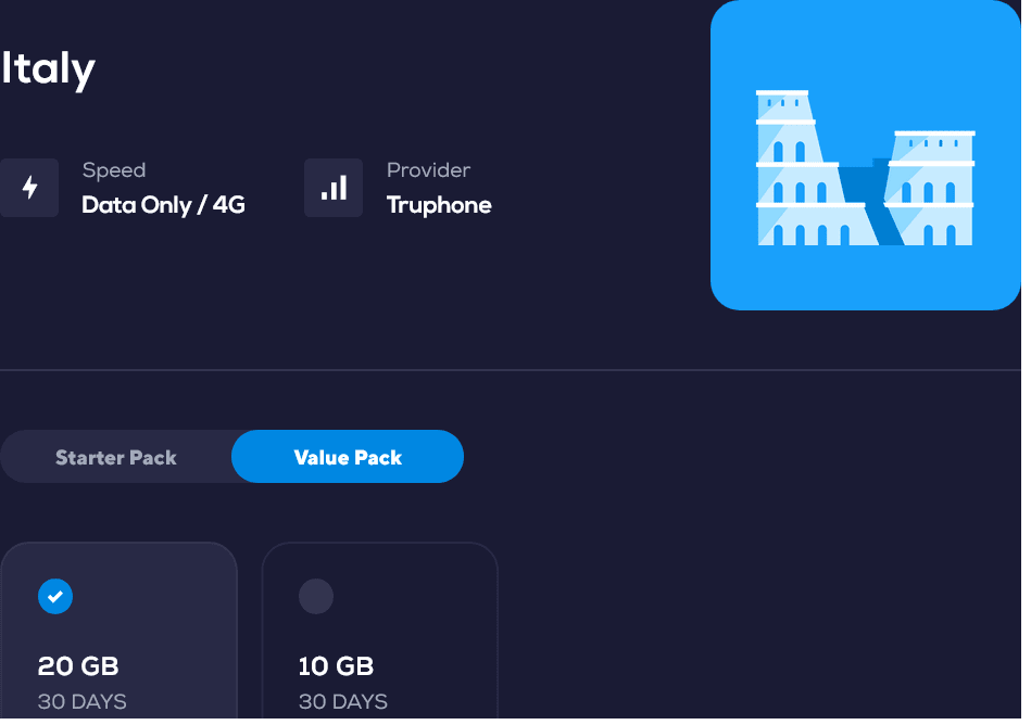 Italy Value Pack eSIMs Nomad