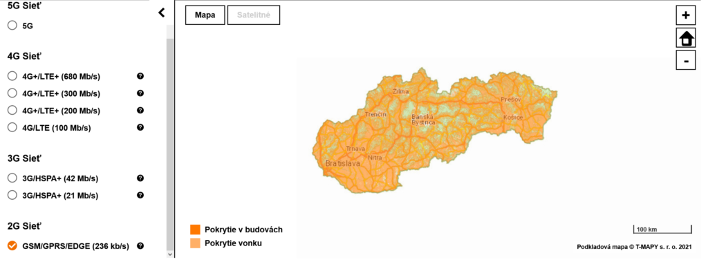 Orange Slovakia 2G Coverage Map