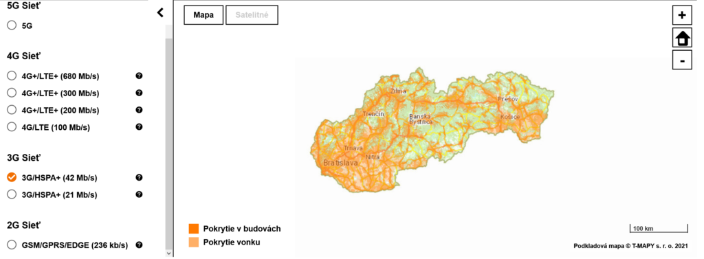 Orange Slovakia 3G Coverage Map (42 Mbps)