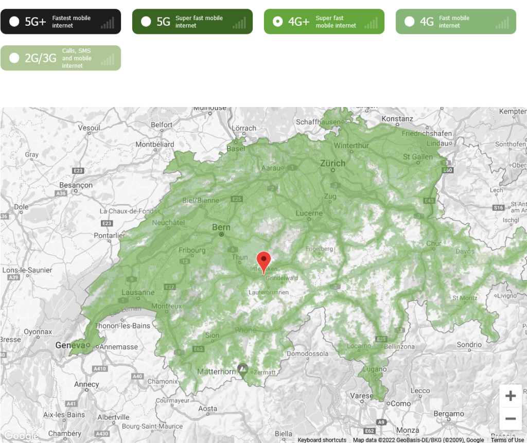 Salt Mobile Switzerland 4G LTE+ Coverage Map