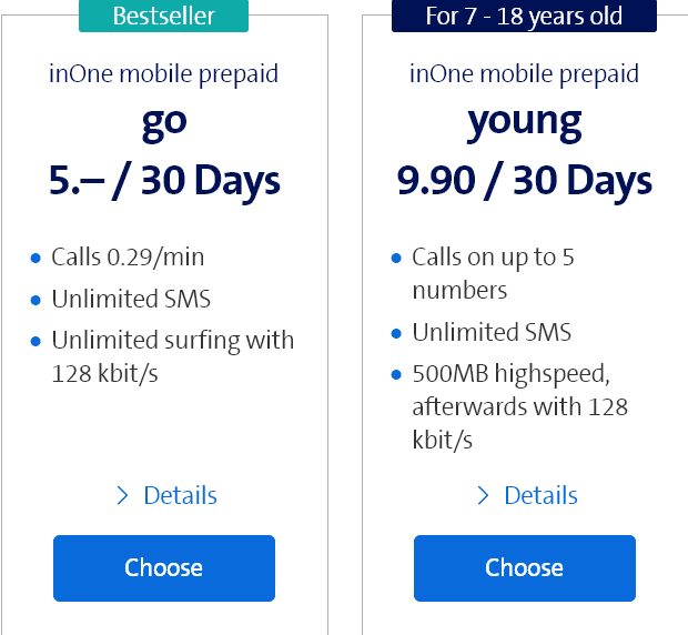 Swisscom Switzerland & Liechtenstein InOne Mobile Prepaid