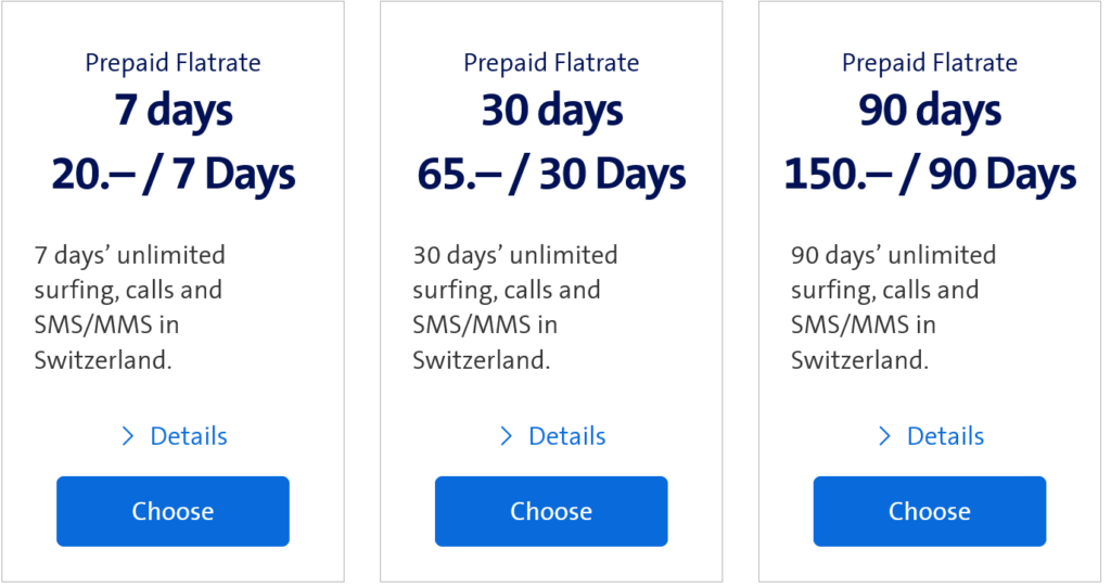 Swisscom Switzerland & Liechtenstein Prepaid Flatrate Plans
