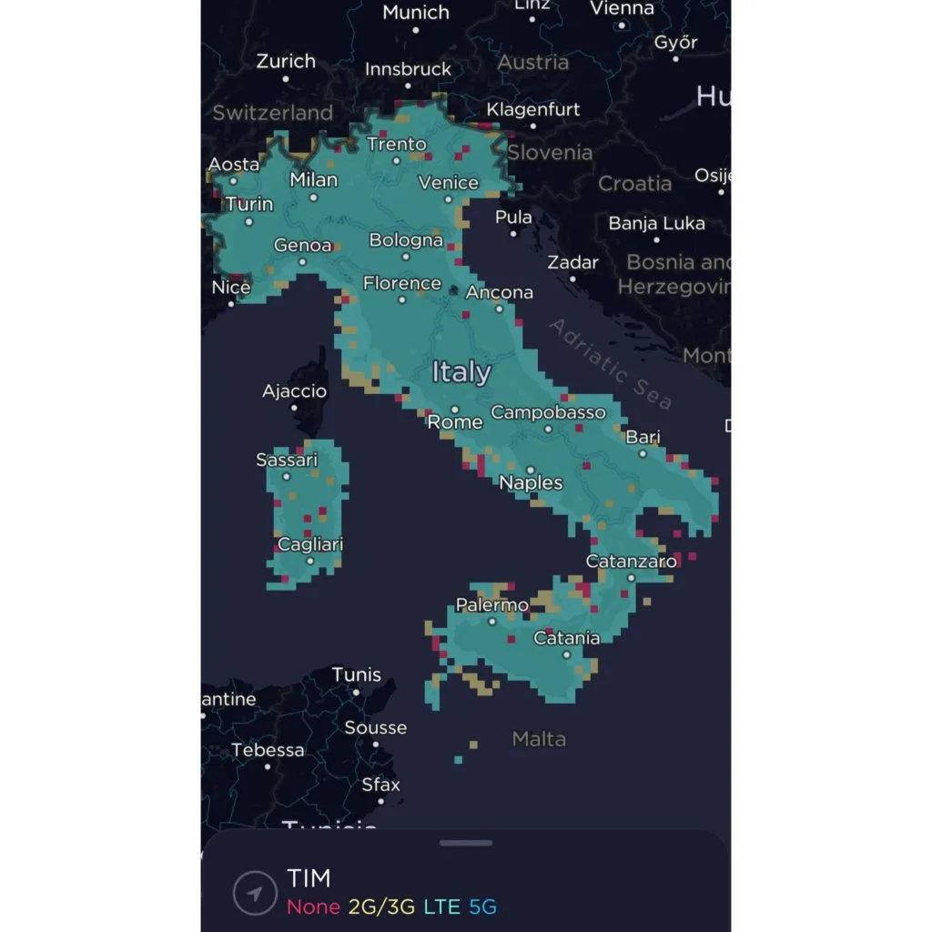 TIM Italy Coverage Map