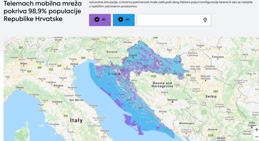 Telemach Croatia 3G & 4G LTE Coverage Map