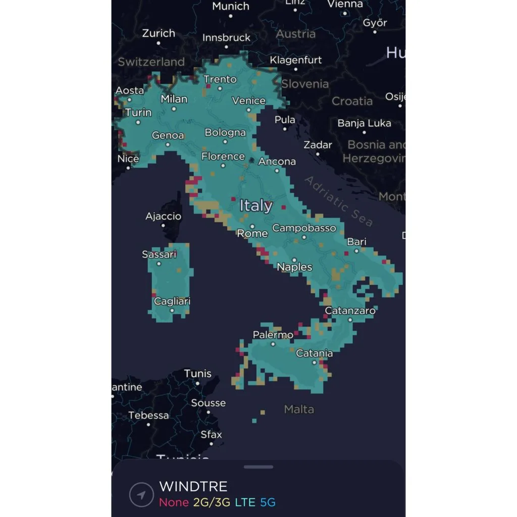WINDTRE Italy Coverage Map