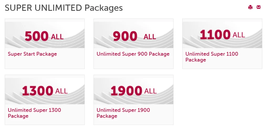 ALBtelecom Albania Super Unlimited Packages