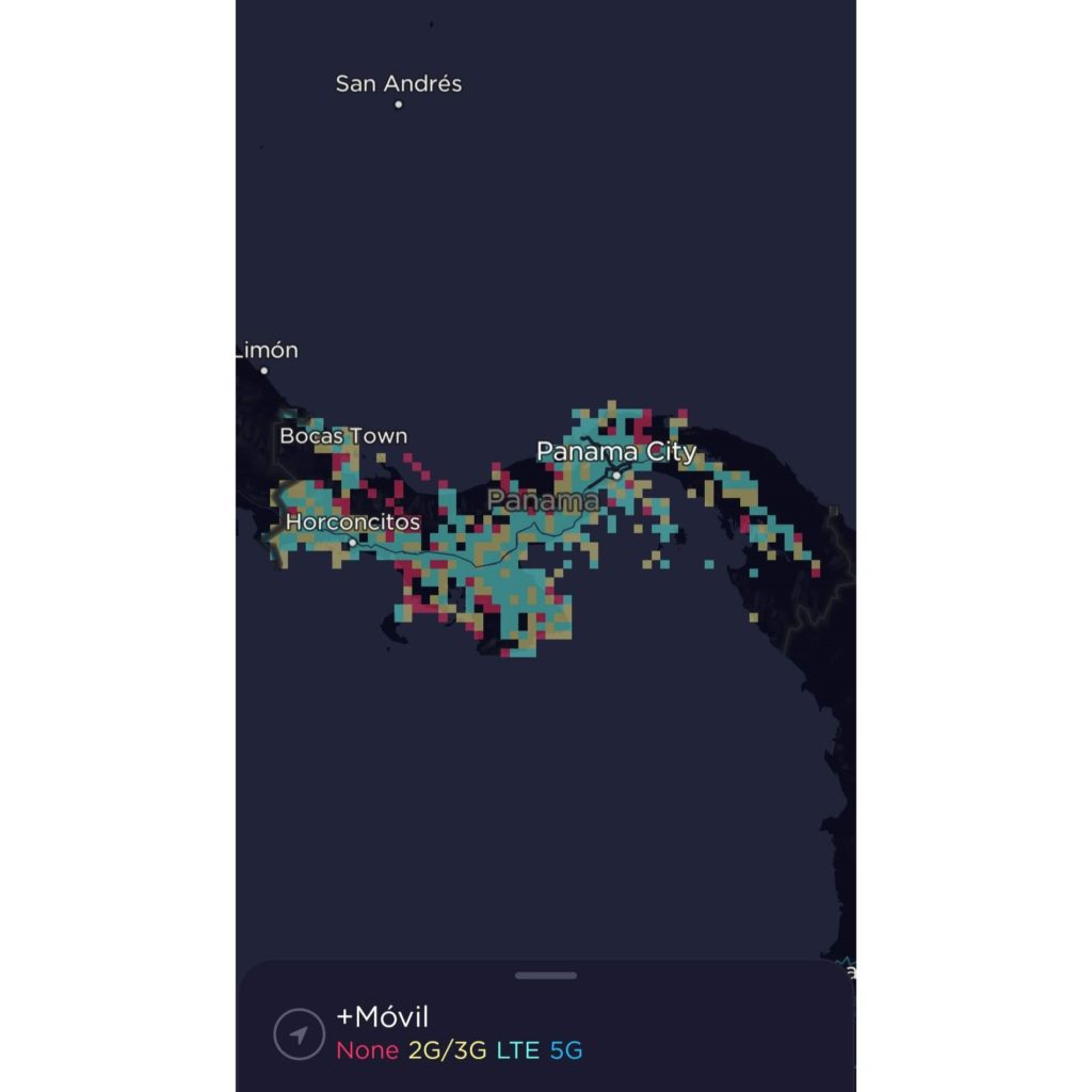 Cable & Wireless +movil Panama Coverage Map