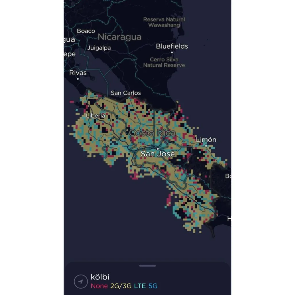 Kölbi Costa Rica Coverage Map