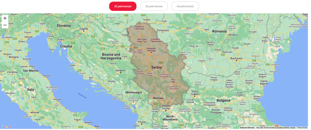 MTS Serbia 2G Coverage Map