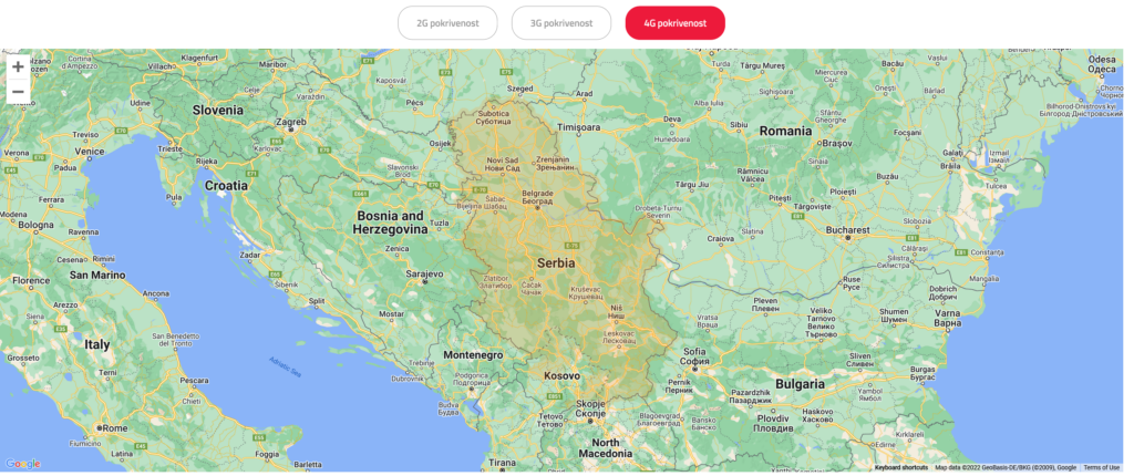 MTS Serbia 4G LTE Coverage Map