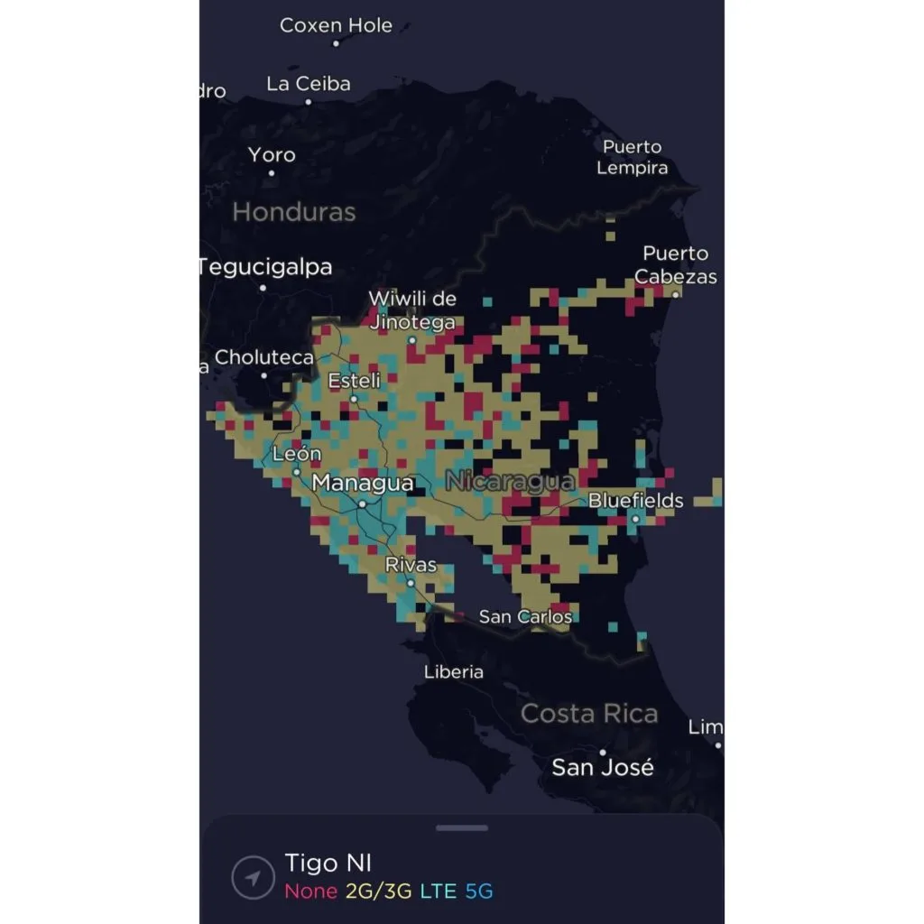Tigo Nicaragua Coverage Map