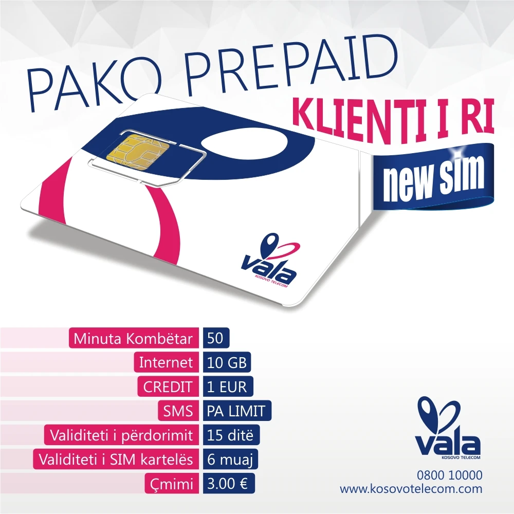 Vala PTK Kosovo Telecom New SIM Card Offer