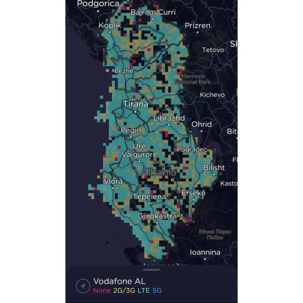 Vodafone Albania Coverage Map