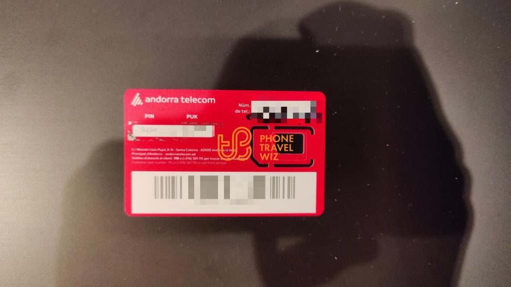 Andorra Telecom SIM Card Back