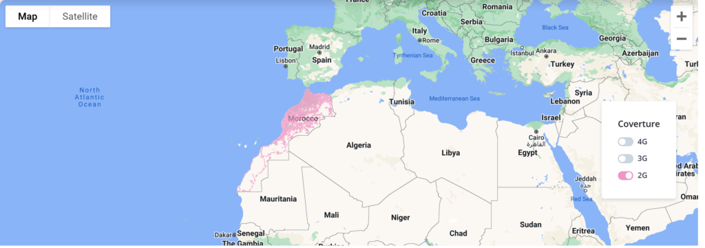 Inwi Morocco 2G Coverage Map