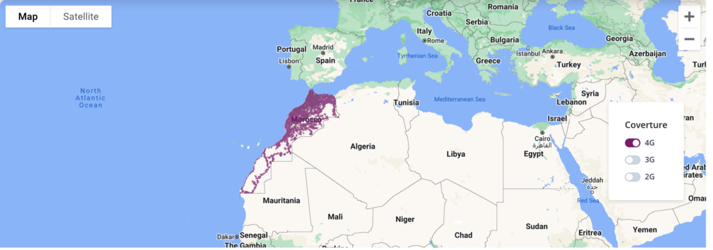 Inwi Morocco 4G LTE Coverage Map