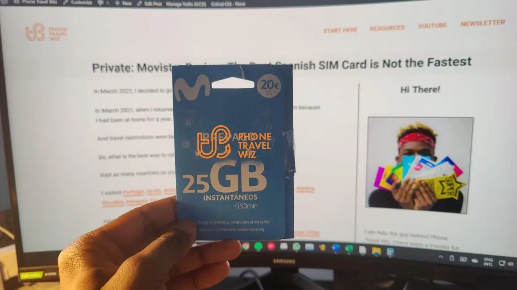 Movistar Spain SIM Card Held by Adu 2022